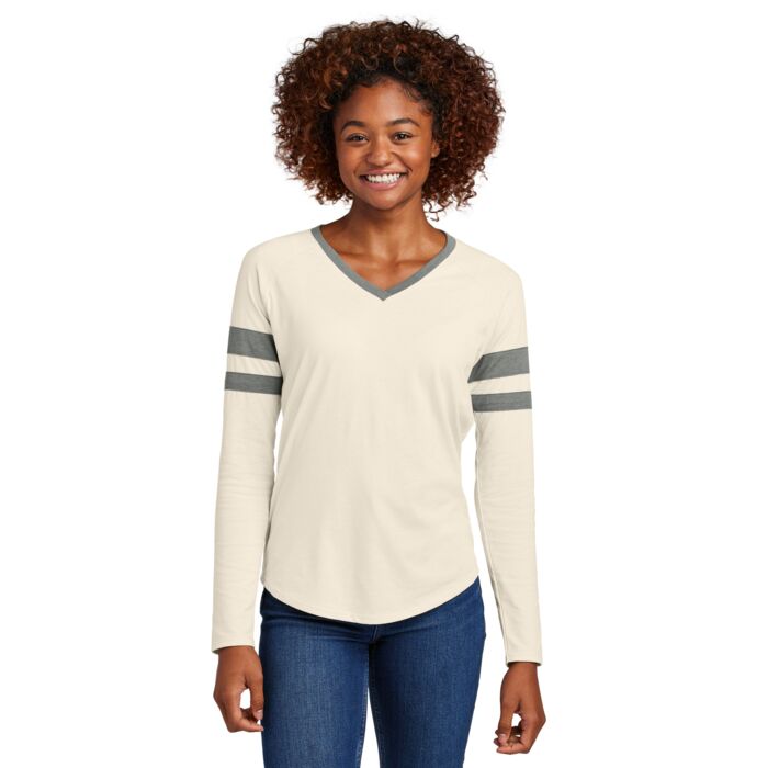 Women's Halftime Stripe Long Sleeve V Neck Tee Thumbnail