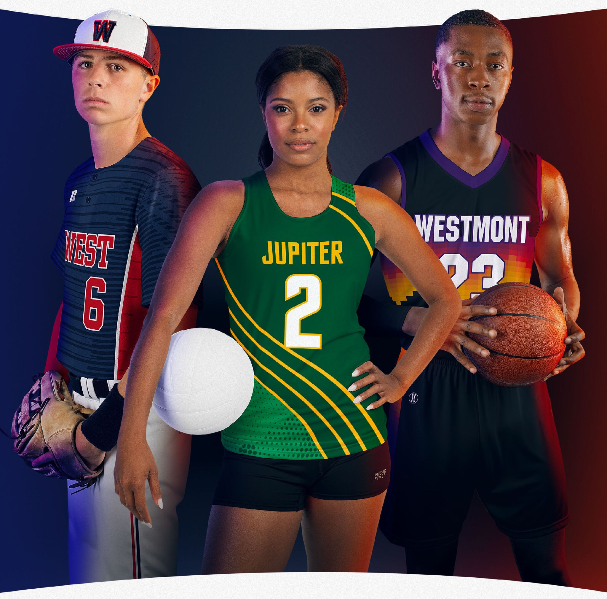 athletic uniforms, football uniforms, soccer, volleyball